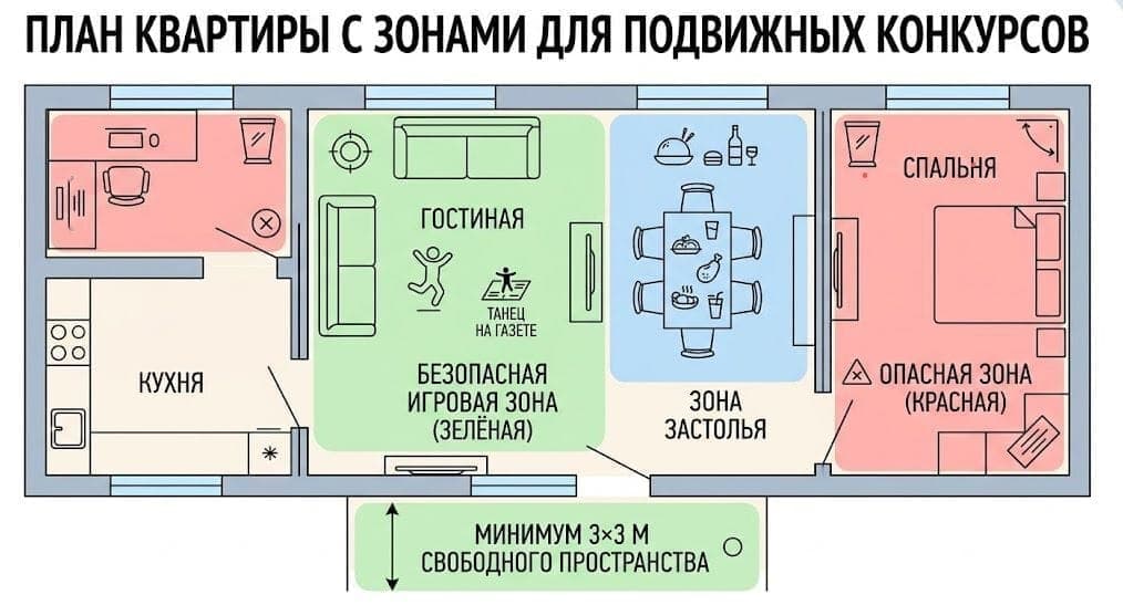 Как зонировать квартиру для проведения активных конкурсов